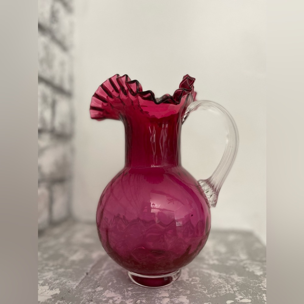 Vintage Glassware Cottagecore Grandmacore Functional Glass Serving Pitcher
